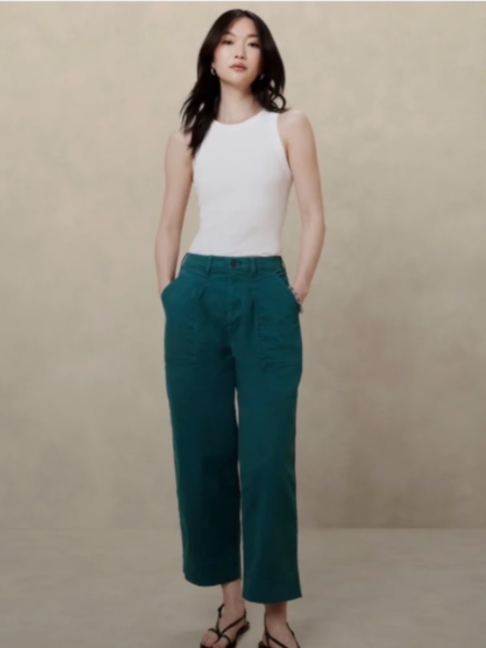 Banana Republic Authentic Chino Barrel Mid Rise Pant, Deep Sea Teal, 4 NWT
